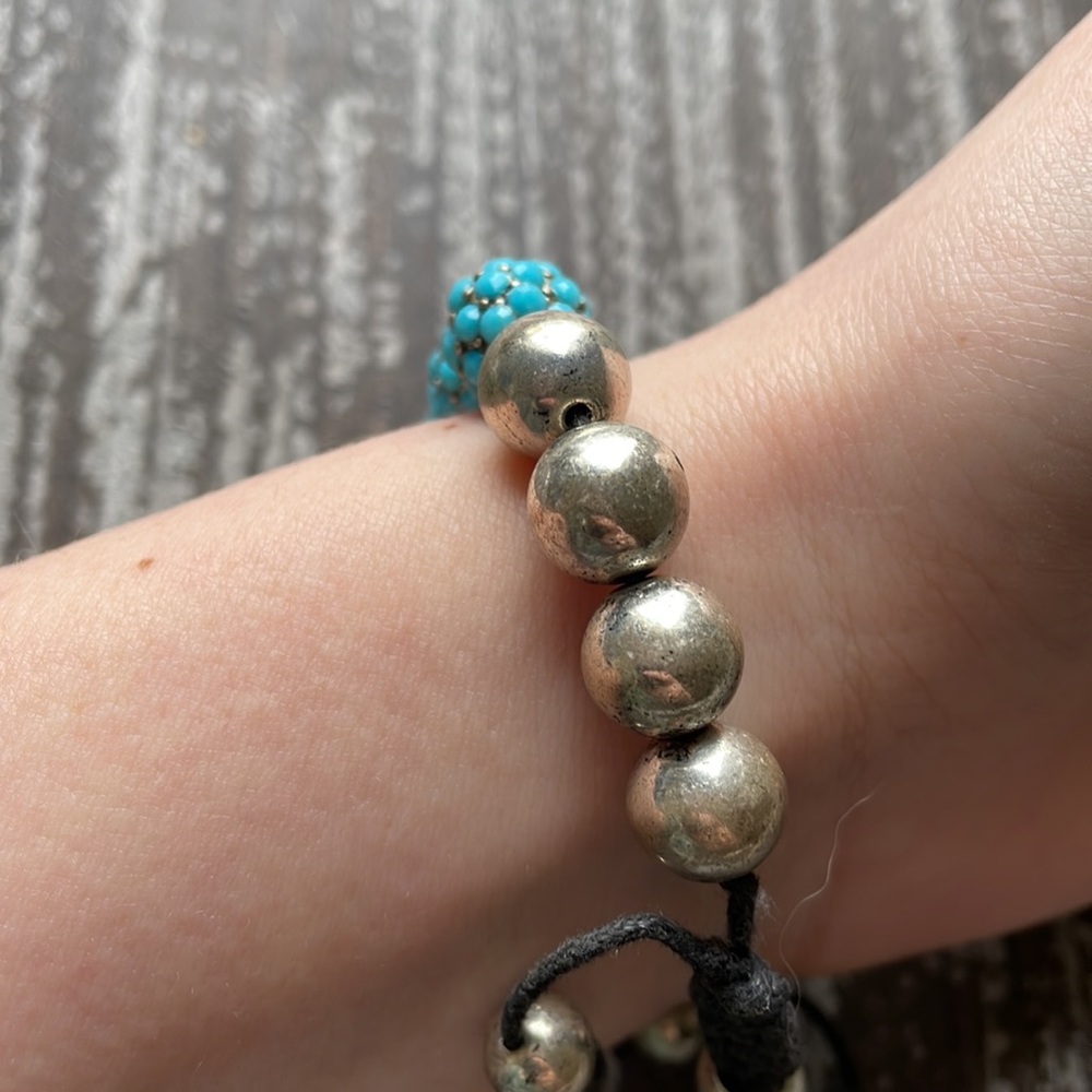 Turquoise Rhinestone Adjustable Bracelet - Picture 3 of 4